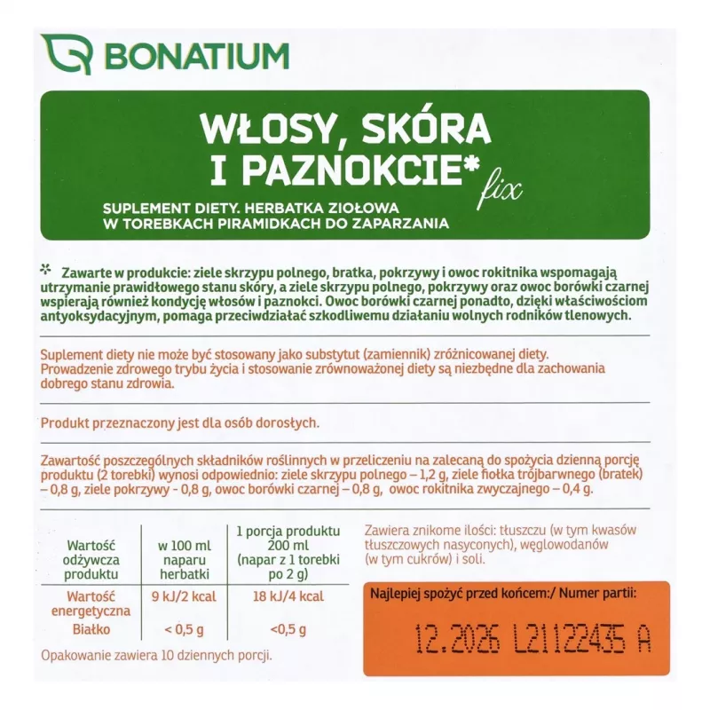 Bonatium Kräutertee Haar, Haut und Nägel Fix 20 Stück