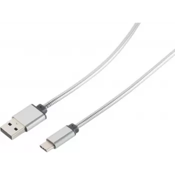 USB-Kabel S/CONN 14-12001 USB 2.0 1 m USB A USB C Silber
