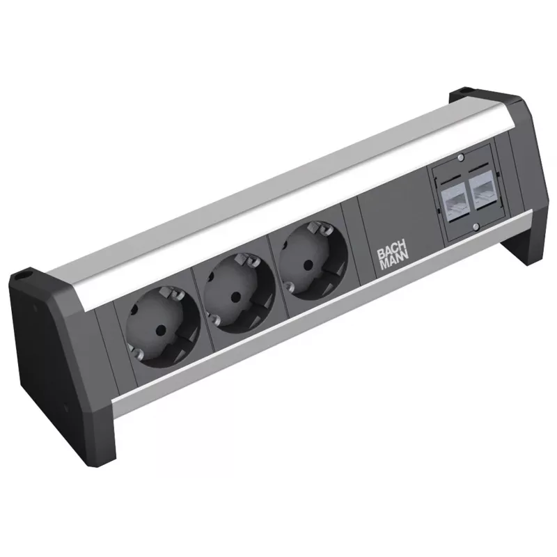 Stromverteiler Bachmann Desk 1 3 AC-Steckdosen Schwarz