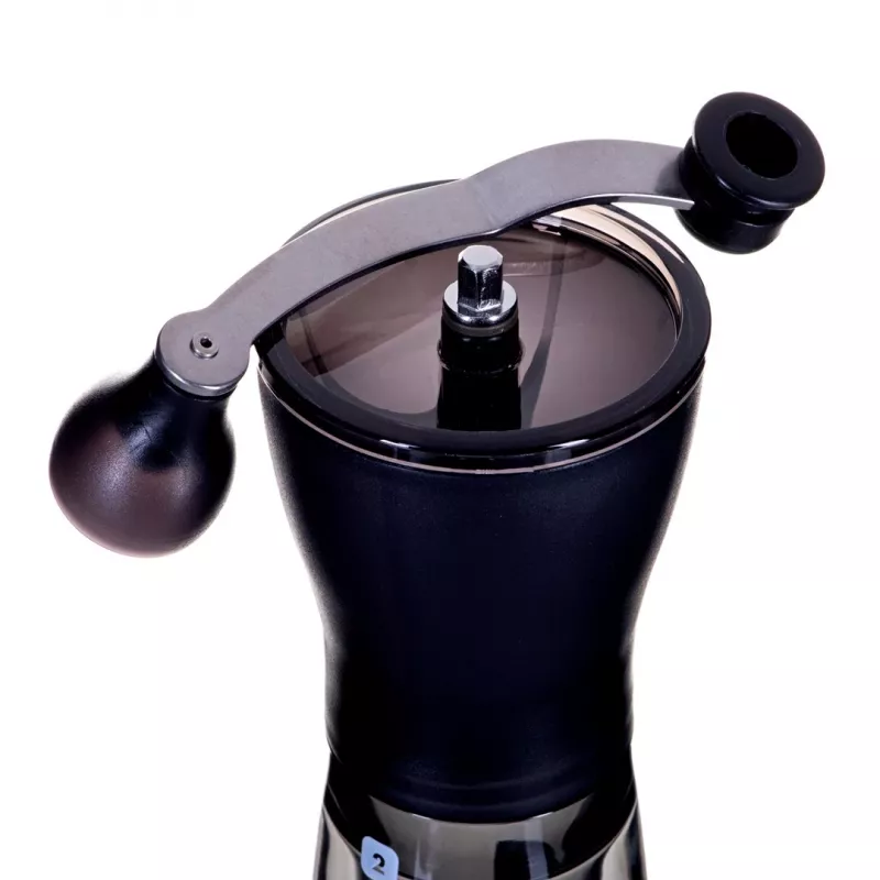 Kaffeemühle HARIO MSS-1DTB — elektrische Mühle, schwarz, fein mahlen, integrierter Spender