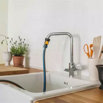 Fiskars 1027062 Wasserschlauch-Anschlussstück Schlauchverbinder Metall Schwarz, Orange, Silber 1 Stück