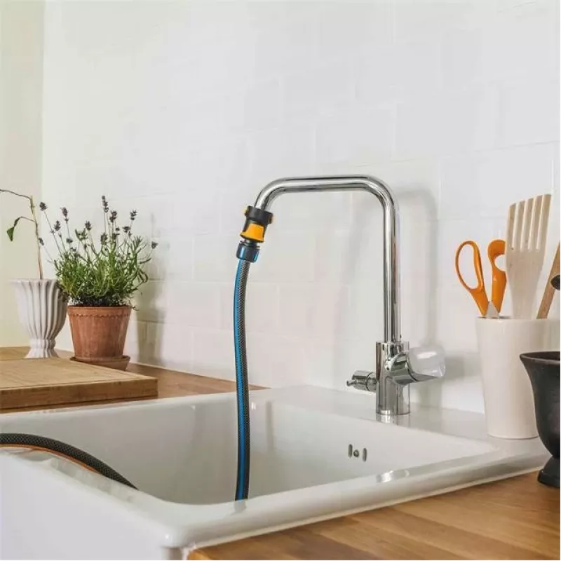 Fiskars 1027062 Wasserschlauch-Anschlussstück Schlauchverbinder Metall Schwarz, Orange, Silber 1 Stück