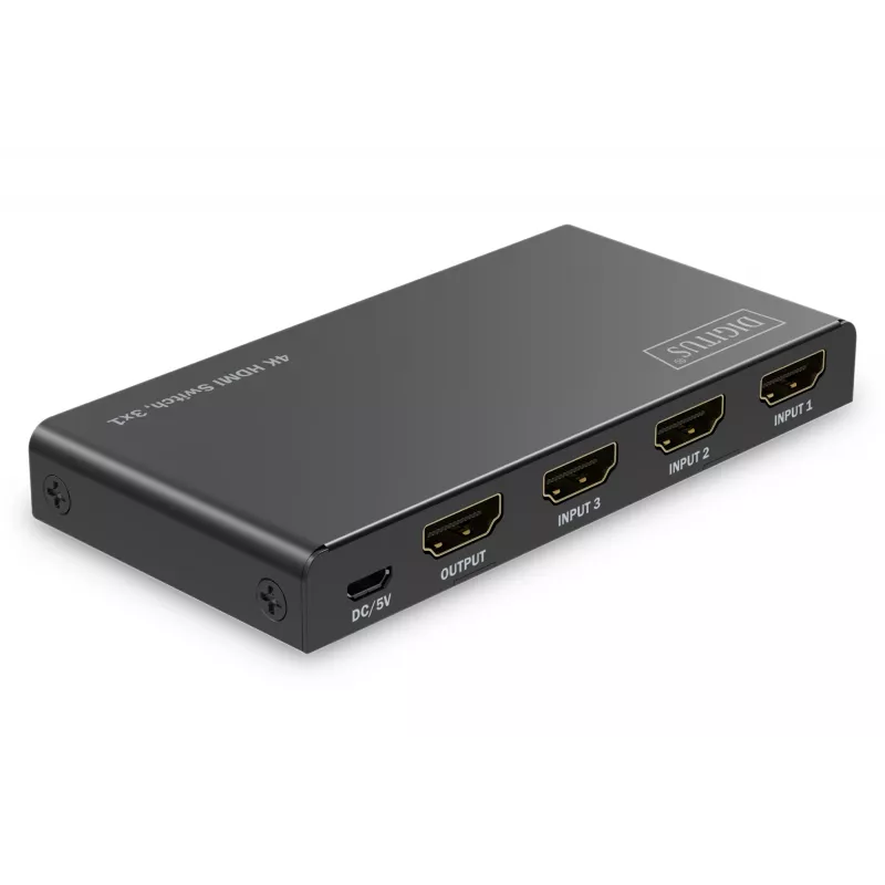 Digitus 4K HDMI Switch 3x1 Metall Schwarz 18 Gbit/s