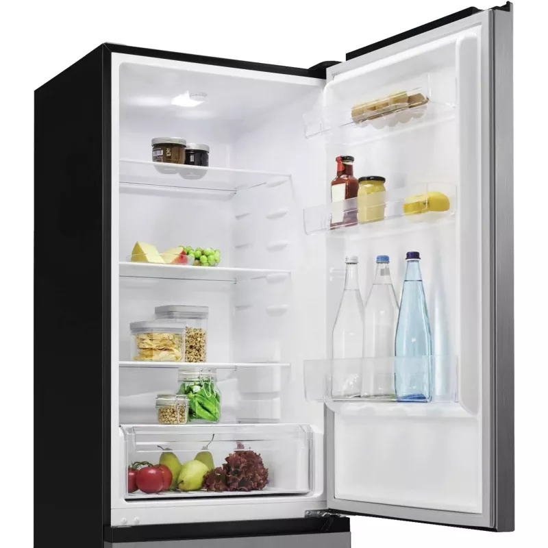 Freistehender Kühlschrank BOMANN KG 7357, 315 L gesamt (219 L Kühlteil, 96 L Gefrierteil), Edelstahl, LED-Beleuchtung, 40 dB
