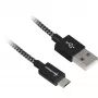 USB 2.0 Kabel, USB-A Stecker > Micro-USB Stecker (schwarz/grau, 0,5 Meter, ummantelt)