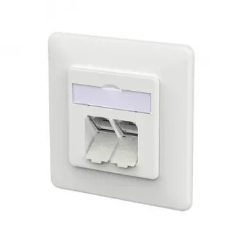 METZ CONNECT Anschlussdose E-DAT C6A LSA++ 2 Port UP verkehrsweiß