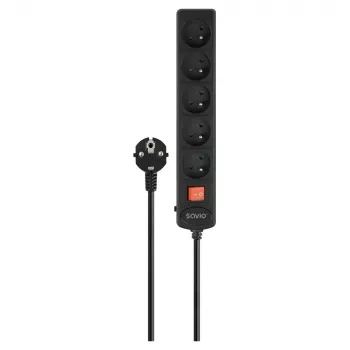 Steckdosenleiste SAVIO LZ-17 — 5-fach, 3 m Kabel, geerdete Steckdosen