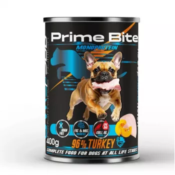 PRIME BITE Monoprotein Pute mit Kürbis - Nassfutter für Hunde - 400g
