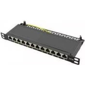 LogiLink - Patch Panel - Rack-Montage - RJ-45 X 12 - Schwarz, RAL 9005 - 0,5U - 25,4 cm (10)