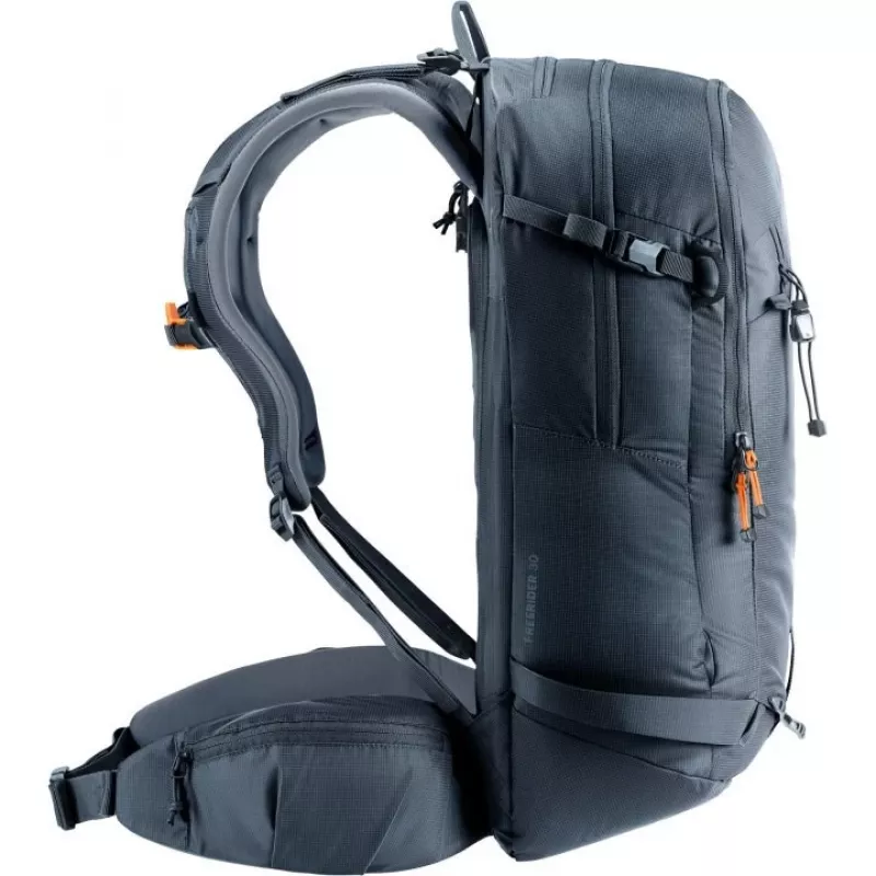 Rucksack DEUTER Freerider Pro 34+ — technischer Freeride-Skitourenrucksack, 34 L, schwarz, Helmhalterung, Hüftgurt
