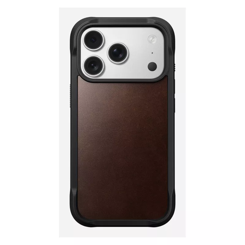 Handyhülle Nomad Rugged Leather Case für iPhone 17 Pro, 6,3 Zoll (16 cm), braun, Leder/TPU/Aluminium