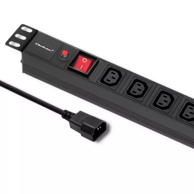Qoltec 53998 Steckdosenleiste für RACK 19 | 1U | 10A | PDU | 8xIEC C13 | 2m