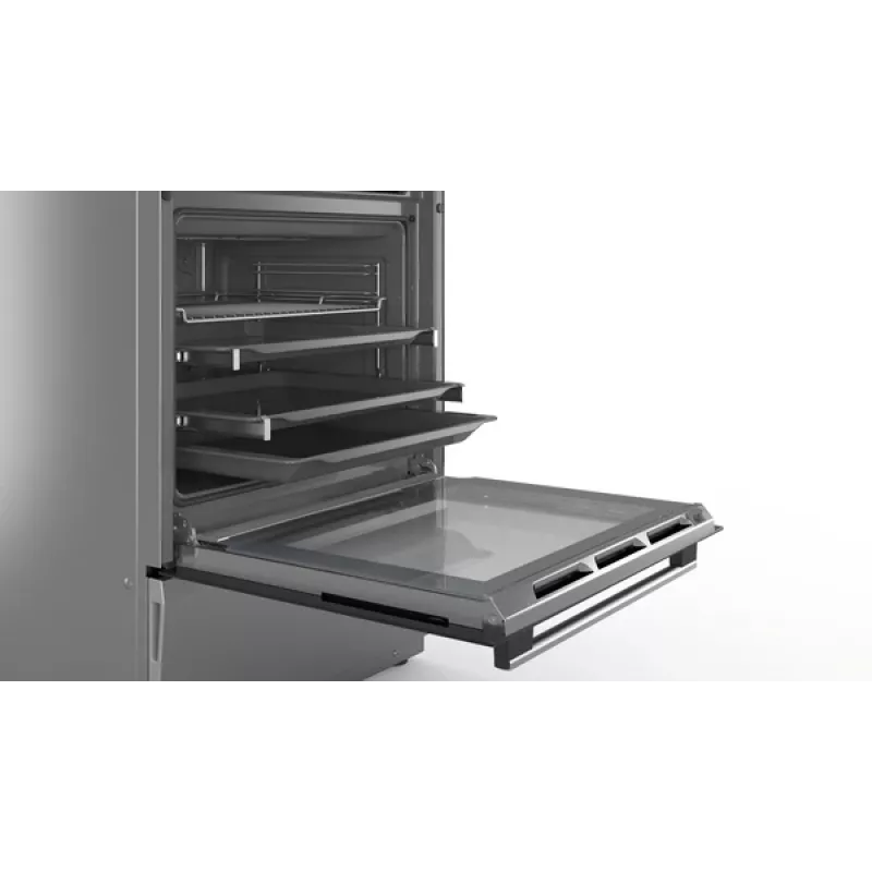 Bosch Herd HLS79Y351U Serie 6 Kochfeld Induktion, Backofen Elektro, Edelstahl, Breite 60 cm, Grillen, LCD, 63 L, Tiefe 60 cm
