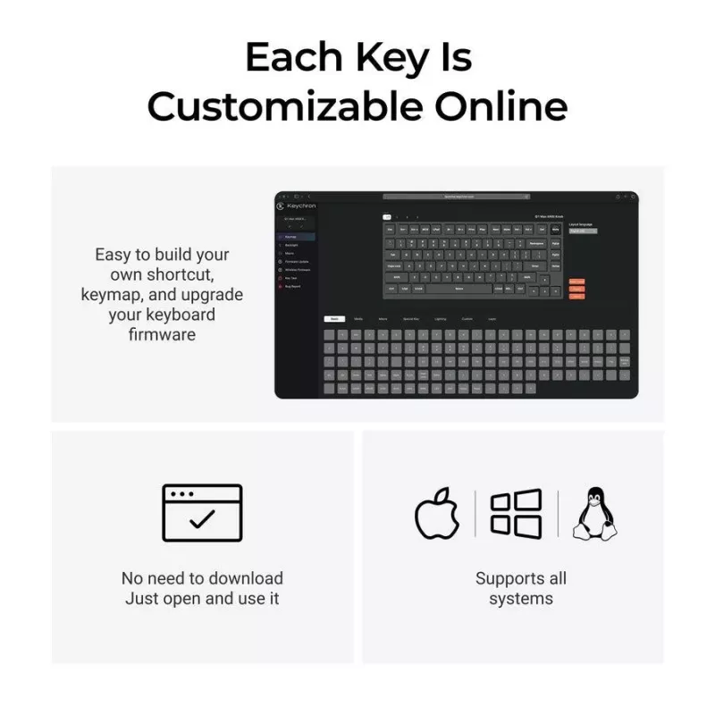 Mechanische Tastatur Keychron Q1 Max 75% mit Banana Switches, Carbon Black