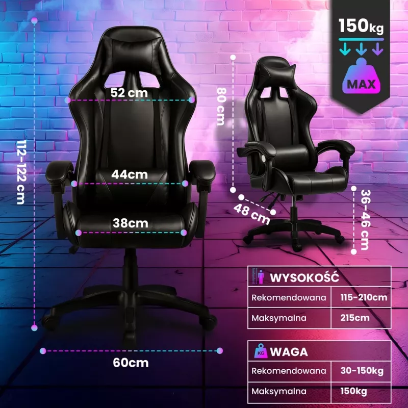 Extralink Gaming | Gaming-Stuhl | Büro, drehbar, Schalensitz, schwarz, G-524