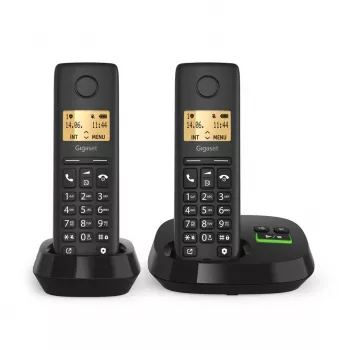 Schnurloses Analog/DECT-Telefon Gigaset PURE 100A Duo — 2 Mobilteile, Freisprecheinrichtung, Rufnummernanzeige, 1,5-Zoll-Display, Schwarz