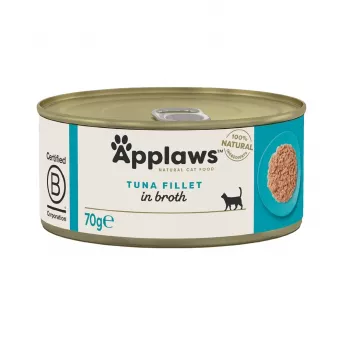 APPLAWS Thunfischfilet in Brühe - Nassfutter für Katzen - 70g