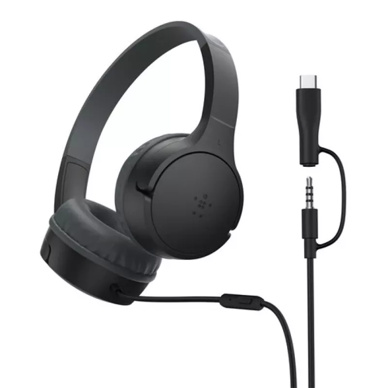 Belkin SoundForm kabelgebundene On-Ear-Kopfhörer für Kinder, schwarz. AUD010hqBK