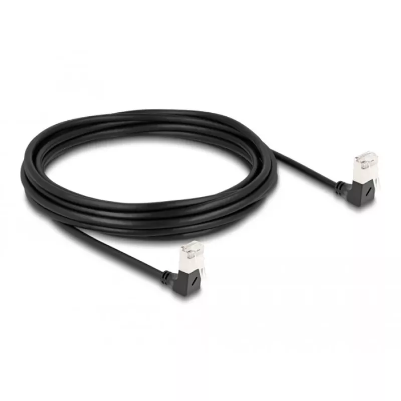 DeLOCK RJ45 Netzwerkkabel Cat.6A S/FTP schlank 90° abwärts 5m Schwarz