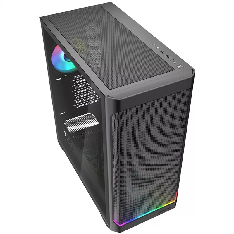 PC-Gehäuse Sharkoon AK4W RGB Streifen Midi Tower Schwarz
