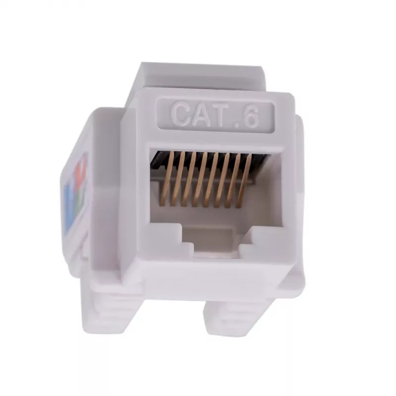 Keystone-Modul LANBERG KSU6-1090, Cat6 U/UTP flach, RJ-45 Stecker auf LSA-Buchse, AWG 22/26, 14.5×16.1 mm, weiß