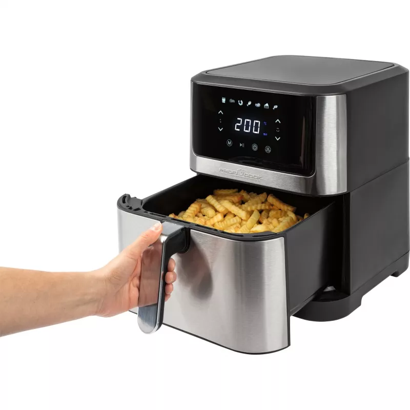 ProfiCook PC-FR 1269 H Fritteuse, Einzel, 8 l, Standgerät, 1800 W, Heißluftfritteuse, Schwarz, Edelstahl