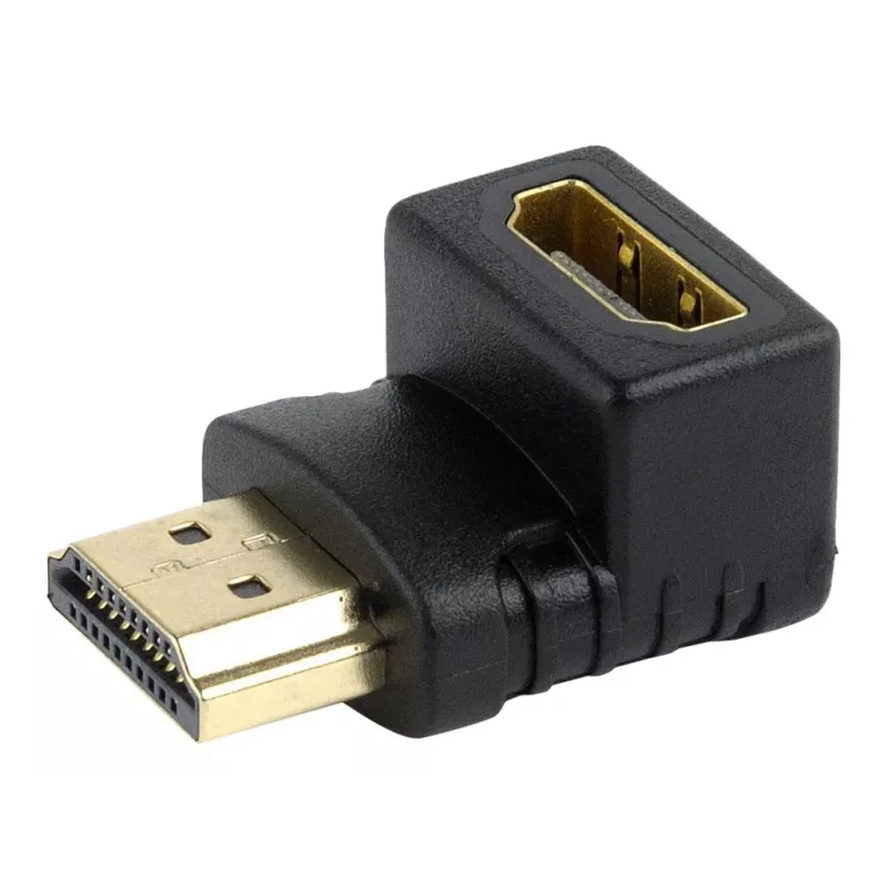 HDMI-Adapter GEMBIRD A-HDMI90-FML, HDMI auf HDMI, rechtwinkliger 90°-Adapter, schwarz