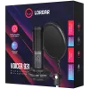 LORGAR Voicer 931, Gaming-Mikrofon, Schwarz, USB-Kondensatormikrofon mit Galgenarmständer, Pop-Filter, Stativ. Inklusive 1* Mikrofon, 1* Galgenarmständer mit C-Klemme, 1* Stoßdämpfer