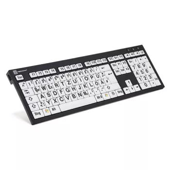 Logickeyboard XL Print Universal USB QWERTZ German Schwarz Weiß