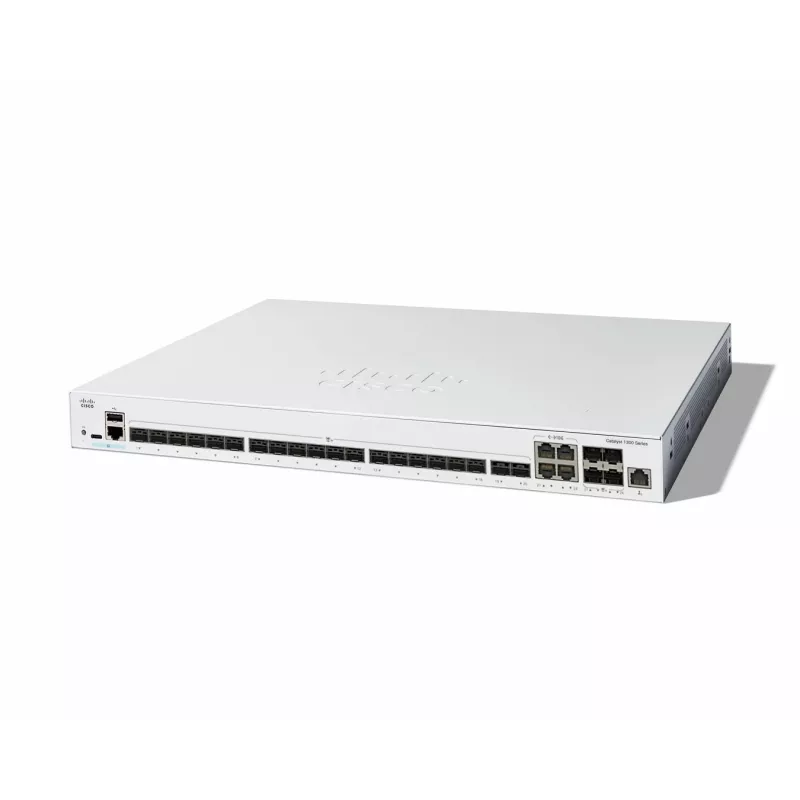 Network Switch Cisco Catalyst C1300-24XS Managed L2/L3, 480 Gbit/s Switching-Kapazität, RJ-45/USB-C Konsole, 16.000 MAC-Tabelle, grau, 4,15 kg