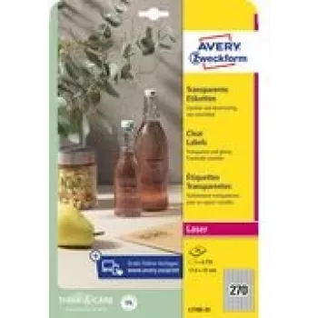 Etikettenbögen AVEY L7785-25 transparente Polyesteretiketten 17,8 x 10 mm, 25 Bögen