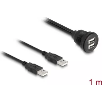 DeLOCK USB 2.0 Kabel 2 x USB Typ-A Stecker auf 2 x USB Typ-A Buchse 1 m schwarz