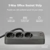 Mehrfachsteckdose DIGITUS 3-fach mit 2×USB-A & 1×USB-C, 3 AC-Steckdosen Typ E/F, 1,5 m Kabel, schwarz