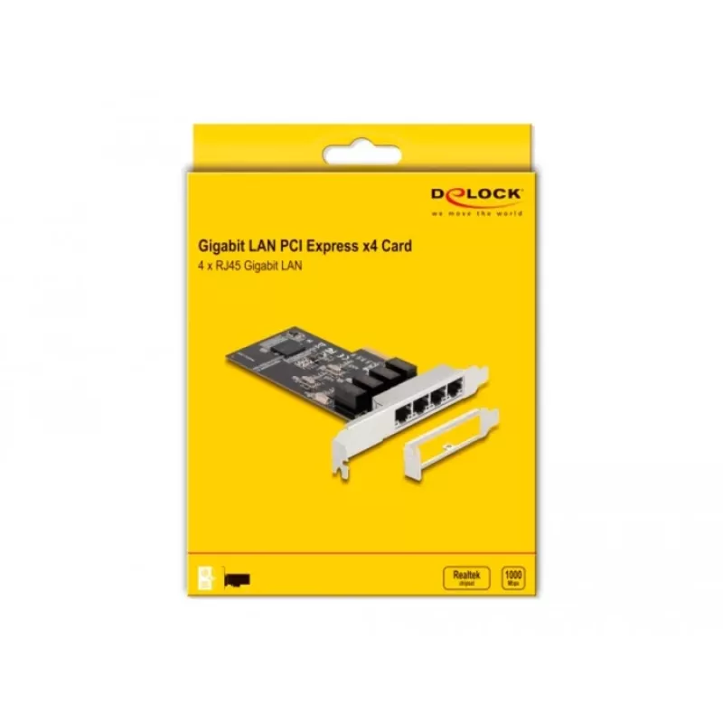 DeLOCK PCI Express x4 Karte 4 x RJ45 Gigabit LAN RTL8111 - PCIe - RJ-45 - PCIe 2.0 - Silber - PC - Windows 10 - Windows 11 - Windows 8.1 (88618)
