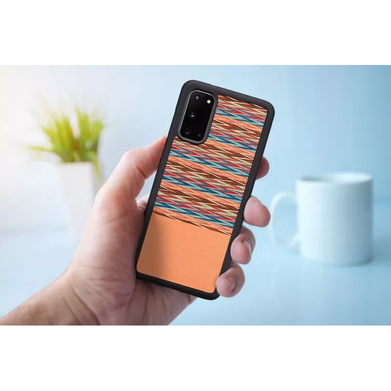 Handyhülle man and wood Galaxy S20 braun kariert schwarz – Schutzhülle für Samsung Galaxy S20