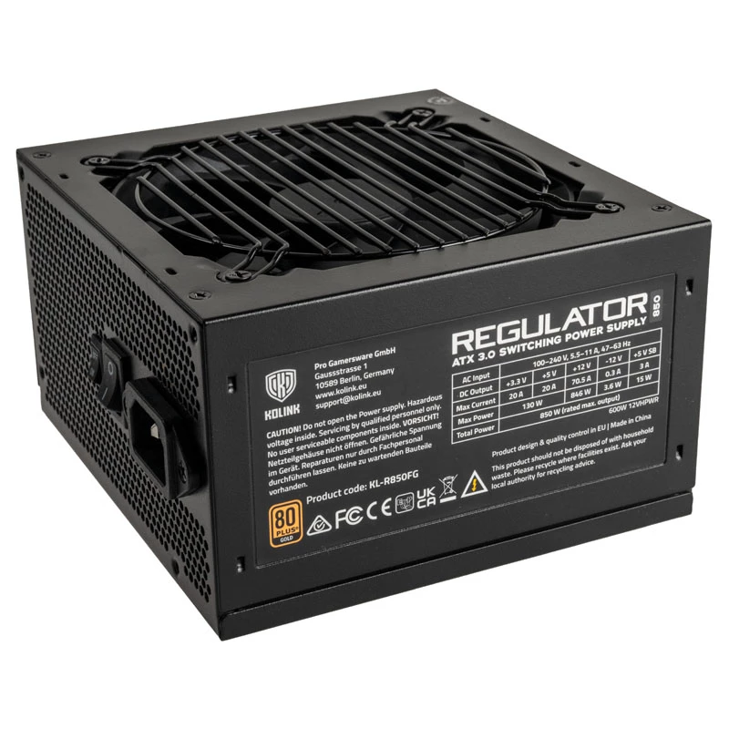Kolink Regulator 80 PLUS Gold PSU, ATX 3.0, PCIe 5.0, modular - 850 Watt