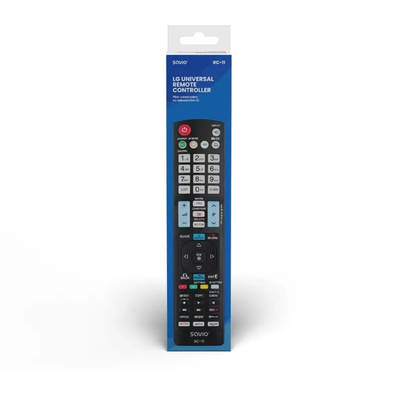 SAVIO RC-11 Infrarot-Fernbedienung für LG TV, schwarz, Reichweite 10 m, unterstützt 1 Gerät
