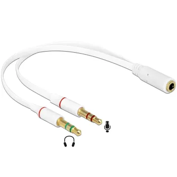 Audiokabel DeLOCK 65585 0,2 m 2 x 3,5 mm Stecker auf 3,5 mm Buchse Weiß
