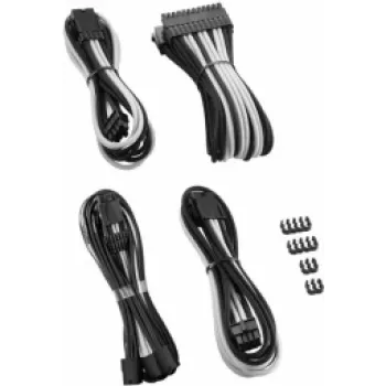 Kabelverlängerungsset CableMod PRO ModMesh CM-PCAB-16P3KIT-NKKW-3PK-R – 3er-Pack schwarz-weiße gesleevte PCIe/ATX-Kabelverlängerungen