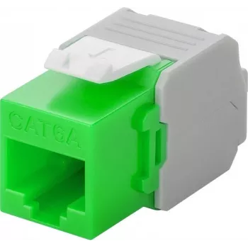 Wentronic Goobay CAT 6a KeyStone RJ45 Jack, ungeschirmt, 500 MHz, Grün-Weiß (90687)