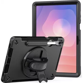 Kickstand-Hülle jt berlin für Samsung Galaxy Tab S11 mit robuster Handschlaufe — Schwarz