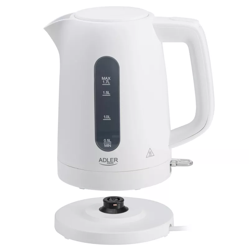 Elektrischer Wasserkocher Adler AD 1379w — 1,7 L, bis zu 2200 W, weiß, 360°-Sockel, Polypropylen