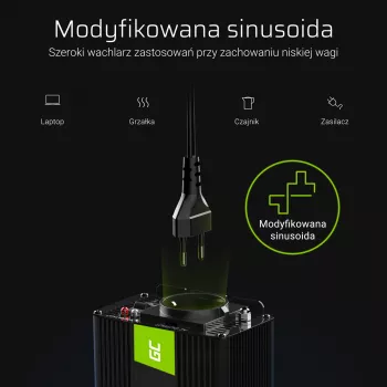 Spannungswandler Grün Cell INV04DE, 24 V Eingang, 230 V Ausgang, 500 W, 50 Hz, Universal-Netzteil, schwarz