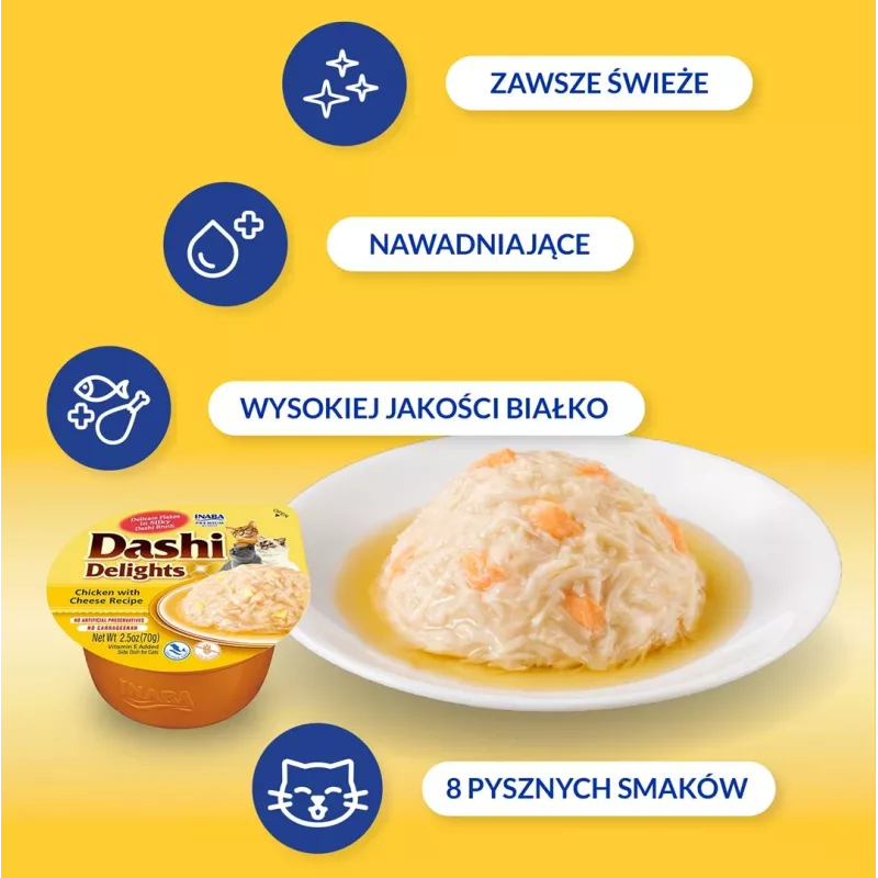 INABA Dashi Delights Huhn mit Käse in Brühe - Katzenleckerli - 70g