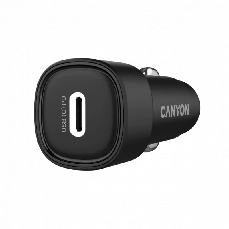 Autoladegerät CANYON OnDrive 30 PD 30W USB-C Schwarz – USB-C-Netzteil für Fahrzeuge, 30W PD