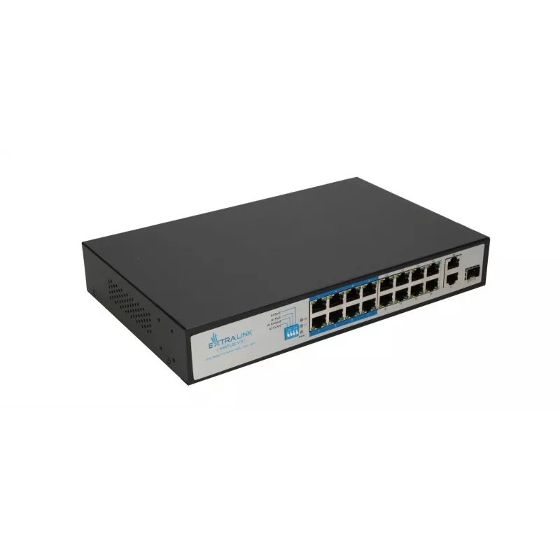 Switch Extralink VIRTUS V3 Unmanaged L2 16x Fast Ethernet (10/100) PoE 1U Schwarz