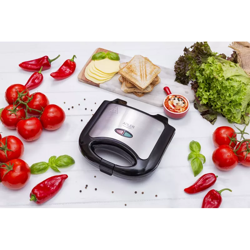 Sandwichmaker Adler AD 3015 750 W Schwarz Silber