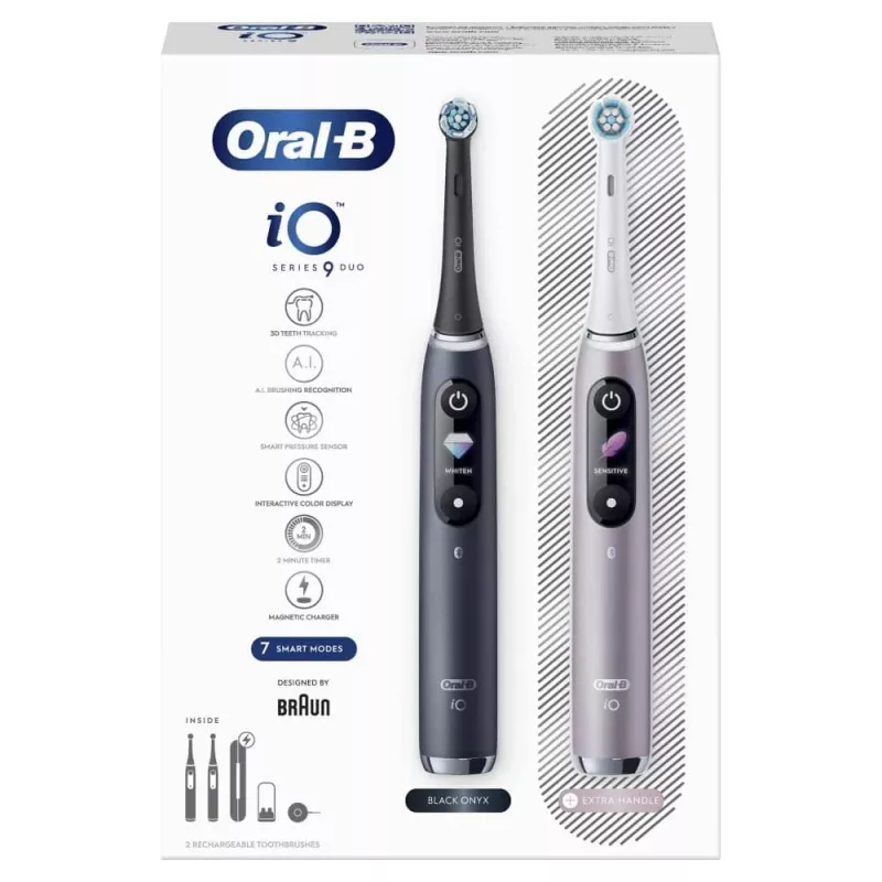 Zahnbürste Oral-B iO Series 9 Duo 2 Stück Schwarz Onyx/Rosenquarz