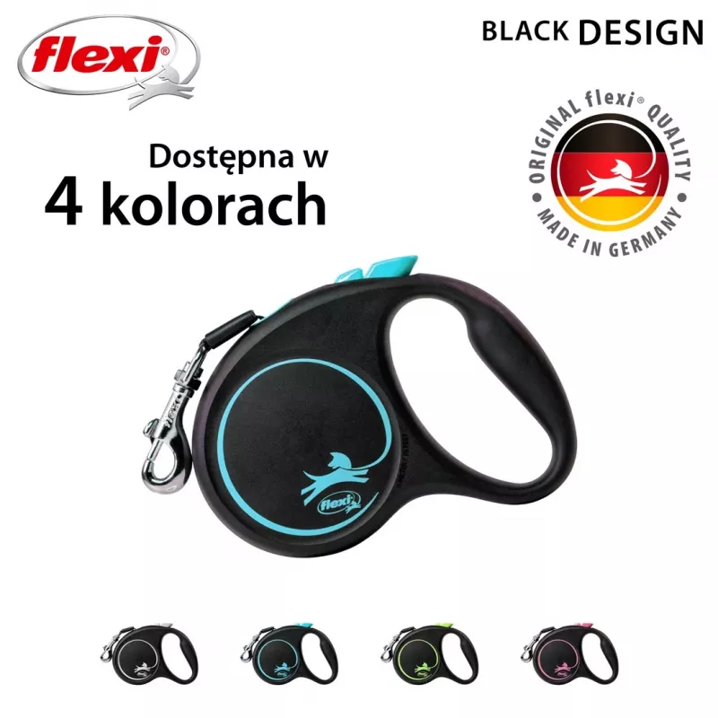 Flexi Automatic Leine Schwarz Design S 5 m, Blau