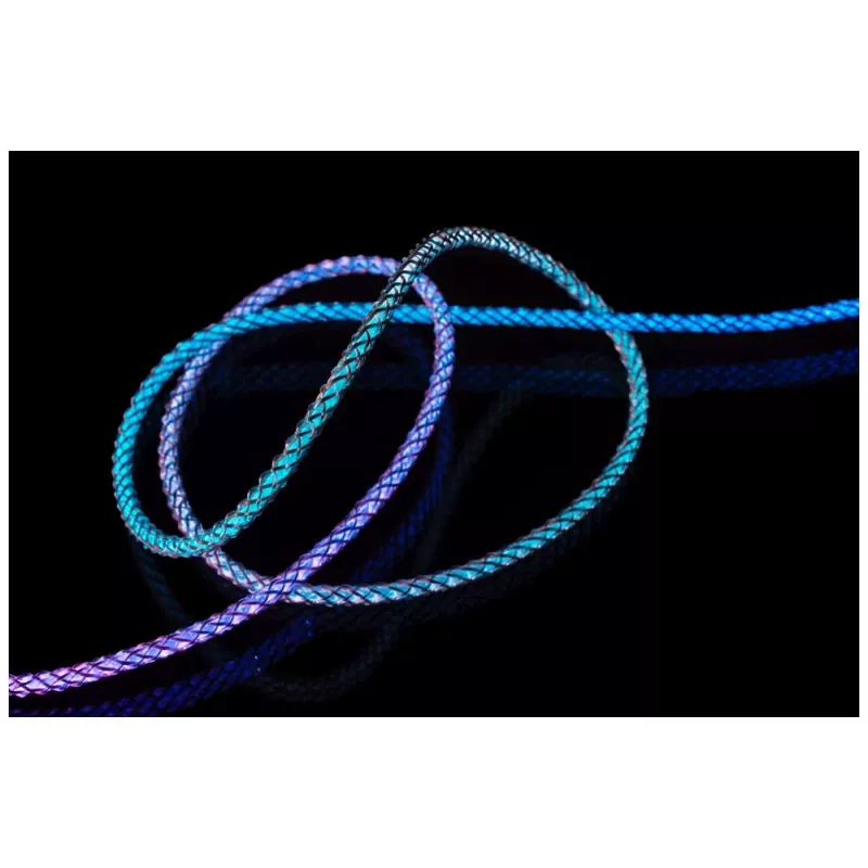 USB-C-auf-USB-C-Ladekabel FIXED FIXDLED-CC-RA mit PD-Unterstützung und fester Länge, integrierte Regenbogen-LED